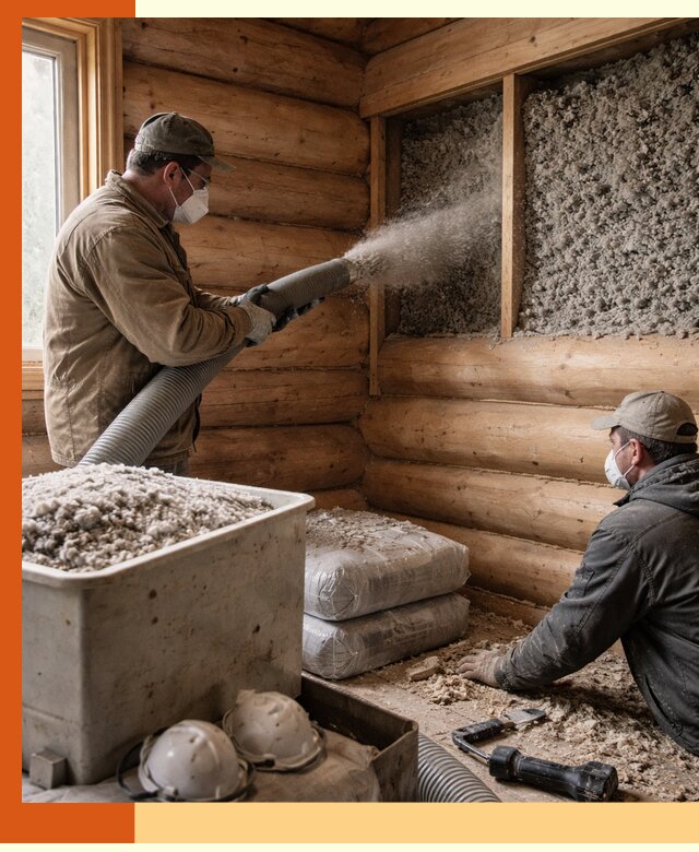 Утепление дома из бруса эковатой в Угличе