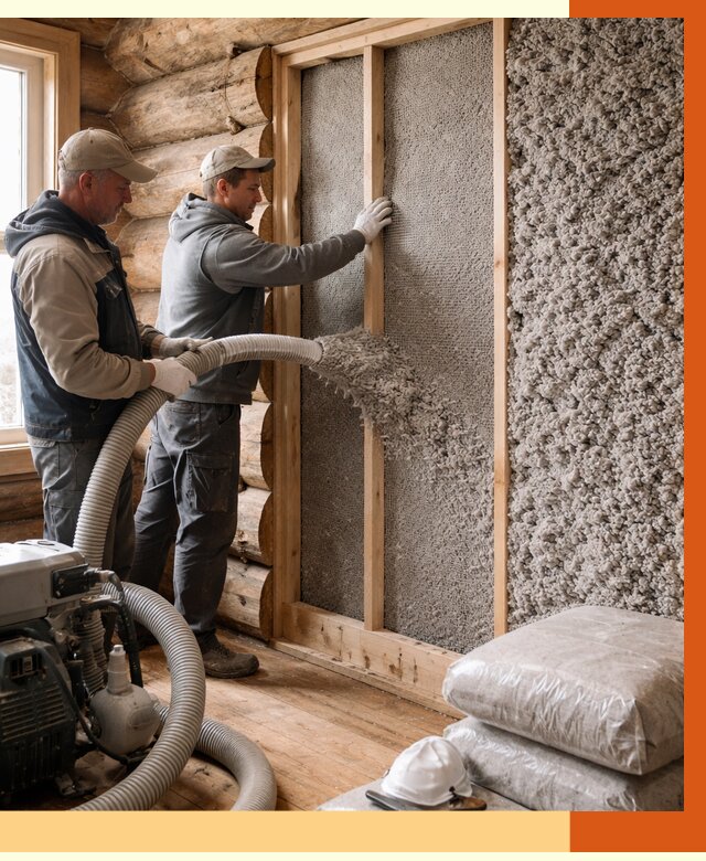 Утепление бревенчатого дома эковатой в Угличе от 2866 руб. | ТепломастерГлч