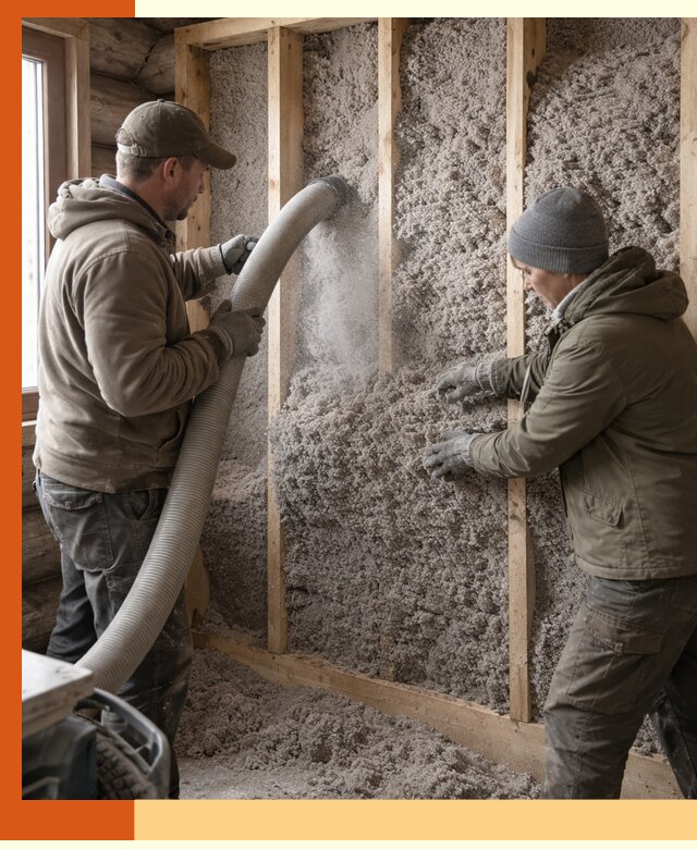 Утепление бревенчатого дома эковатой в Угличе