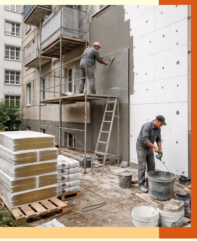 Утепление квартиры снаружи в Угличе от 6408 руб/м2 под ключ | ТепломастерГлч