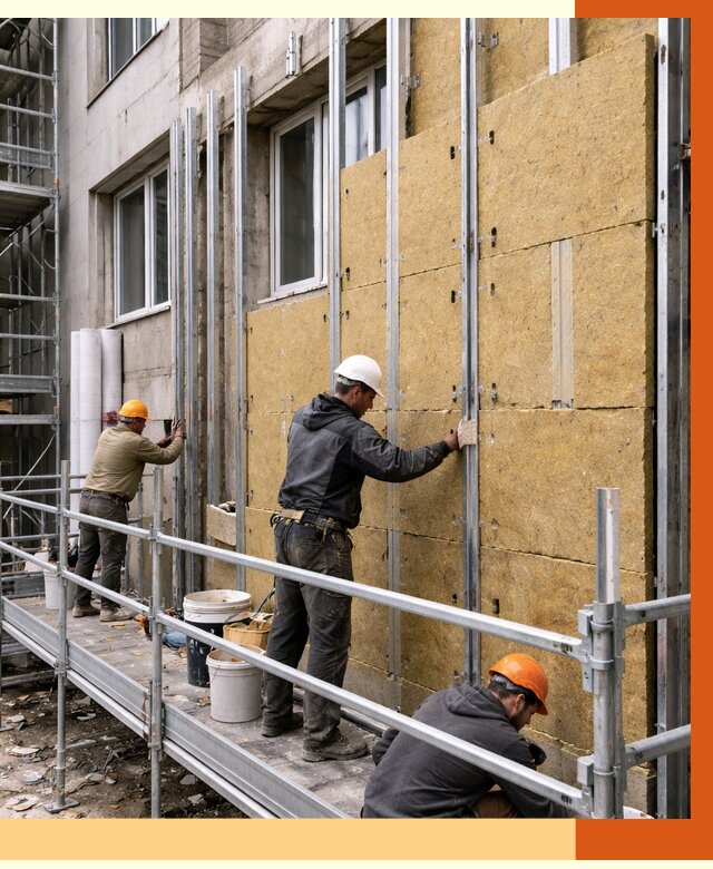 Утепление вентилируемого фасада в Угличе от 5835 руб/м2 — монтаж и утепление вентфасад | ТепломастерГлч