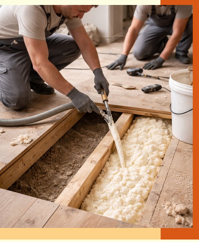 Заполнение пустот пола в Угличе от 2813 руб. — утепление пустот пола под ключ | ТепломастерГлч