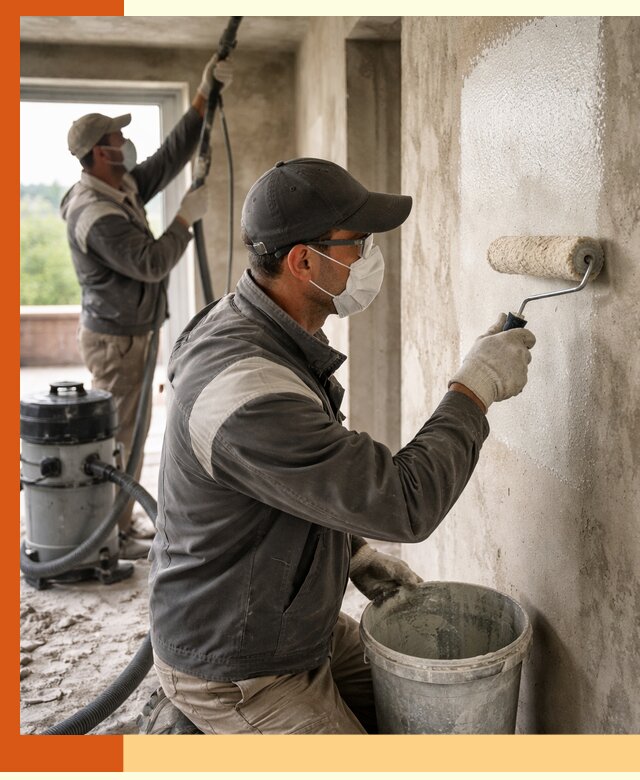 Подготовка поверхности под напыление утеплителя в Угличе